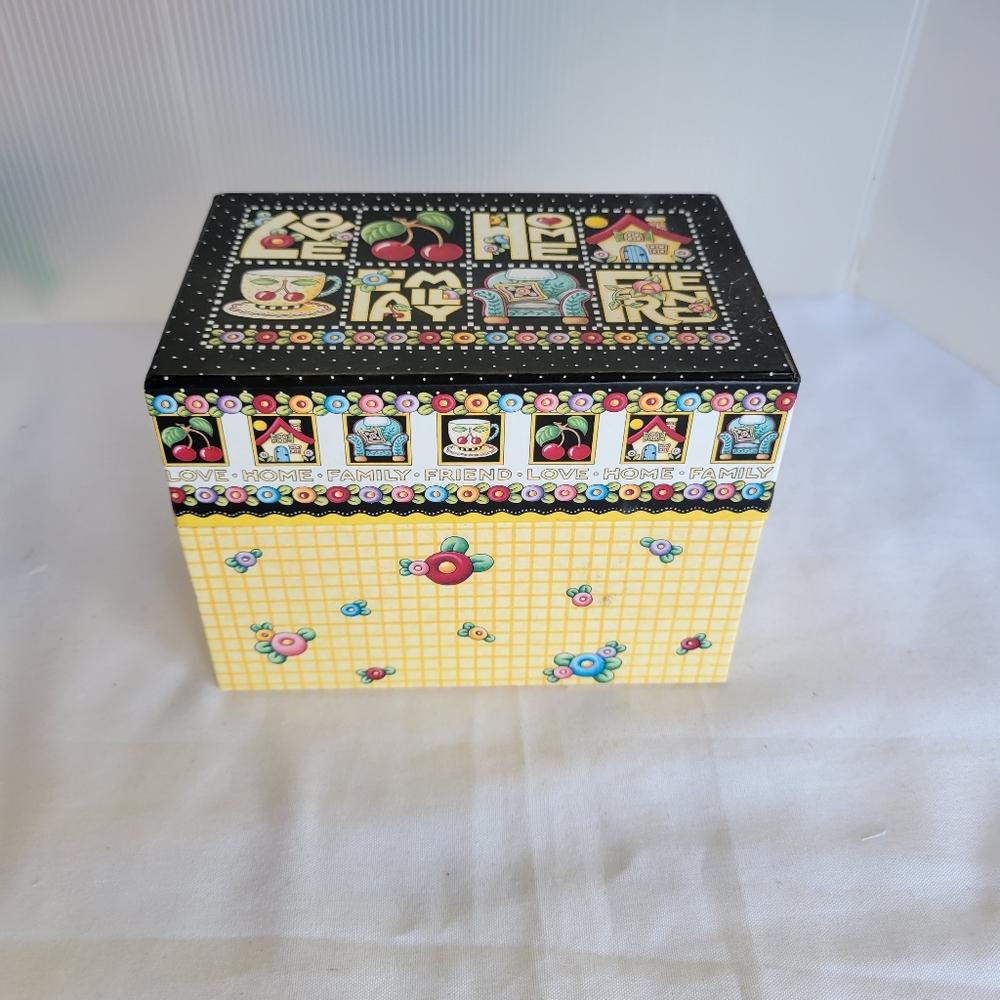 Mary Engelbreit Vintage Recipe Box Holder with Recipe Cards
